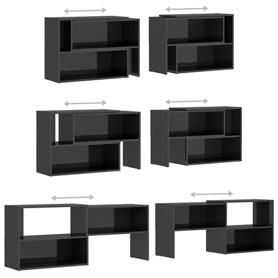 Carolus High Gloss TV Stand With Shelves In Grey_5