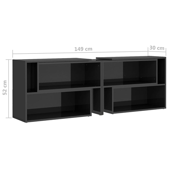 Carolus High Gloss TV Stand With Shelves In Grey_6