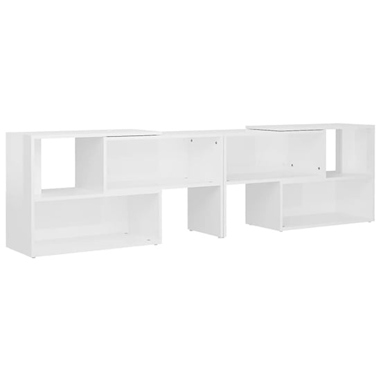 Carolus High Gloss TV Stand With Shelves In White_3