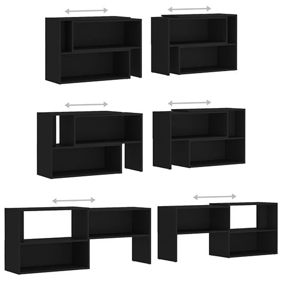 Carolus Wooden TV Stand With Shelves In Black_5