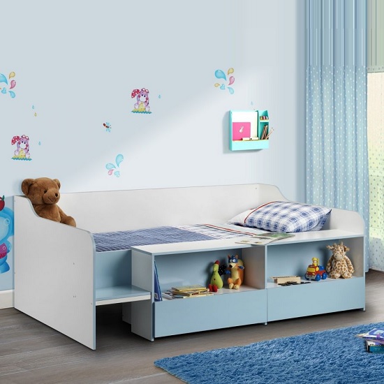 Sancha Low Sleeper Children Bed In White And Blue_1