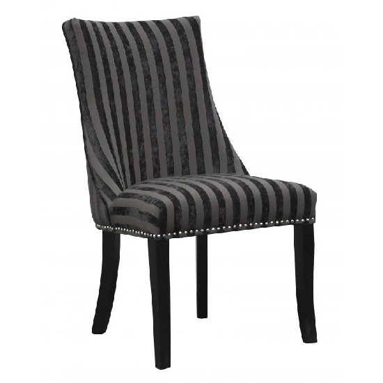 Carolyn Fabric Dining Chair In Velvet Stripe Charcoal Furniture in