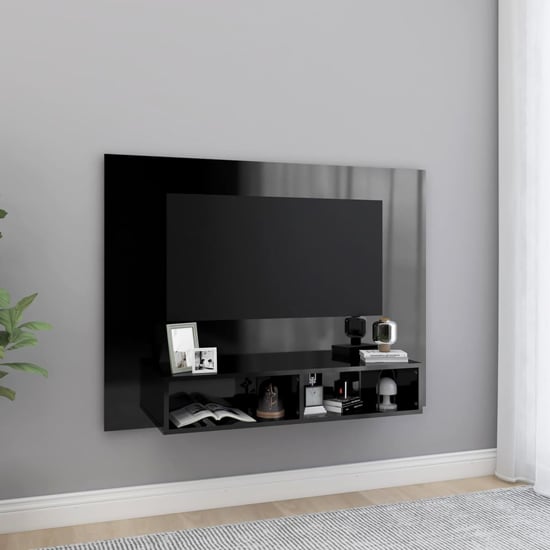 Caron High Gloss Wall Entertainment Unit In Black