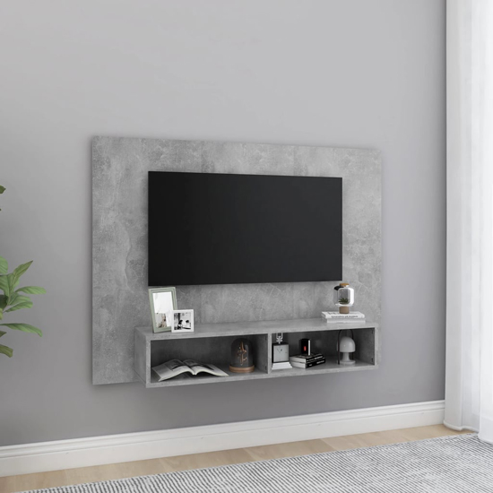 Caron Wooden Wall Entertainment Unit In Concrete Effect