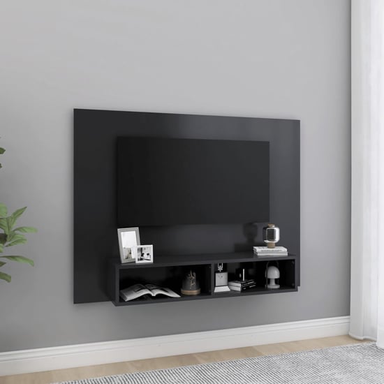 Product photograph of Caron Wooden Wall Entertainment Unit In Grey from Furniture in Fashion
