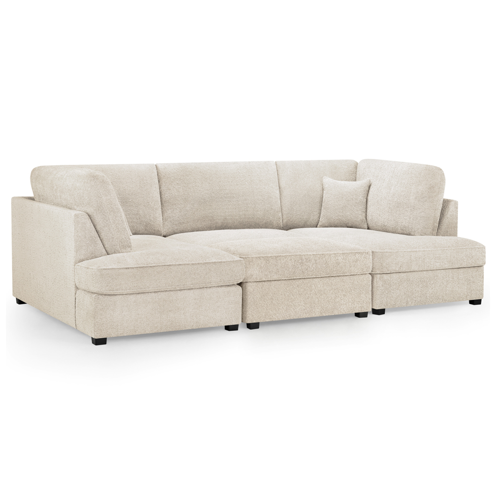 Caronia Boucle Fabric U Shaped Corner Sofa In Beige