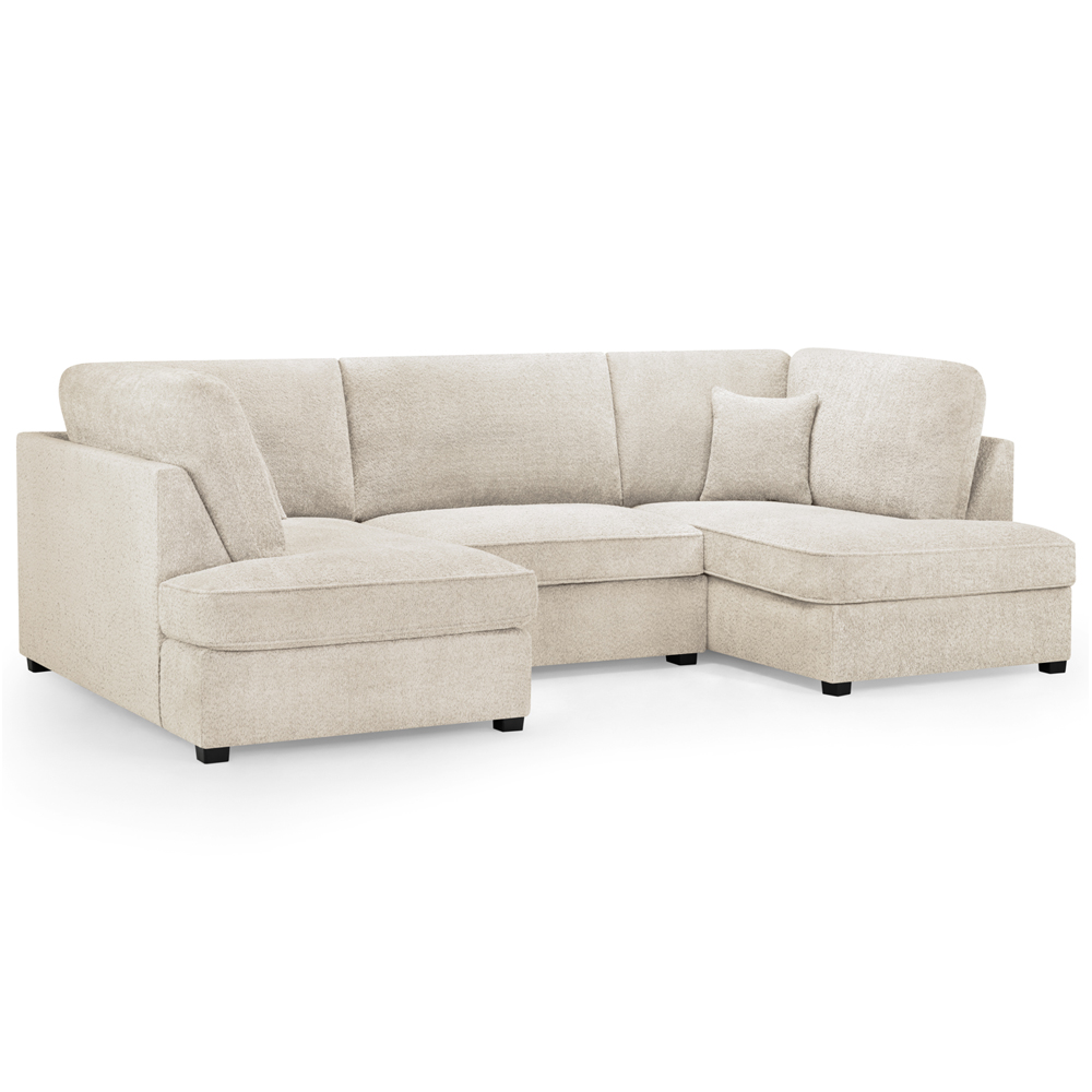 Caronia Boucle Fabric U Shaped Corner Sofa In Beige