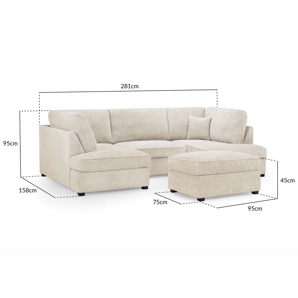 Caronia Boucle Fabric U Shaped Corner Sofa In Beige