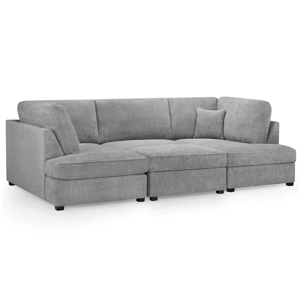 Caronia Boucle Fabric U Shaped Corner Sofa In Grey