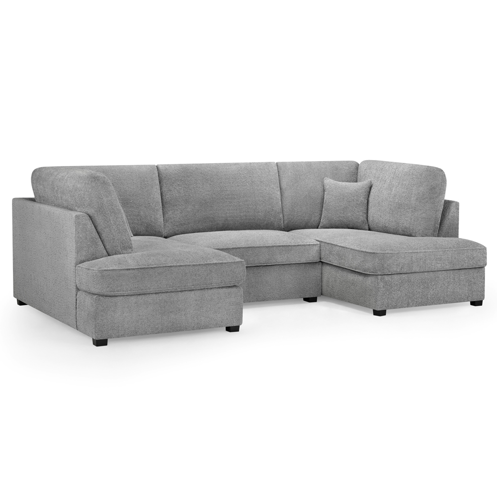 Caronia Boucle Fabric U Shaped Corner Sofa In Grey