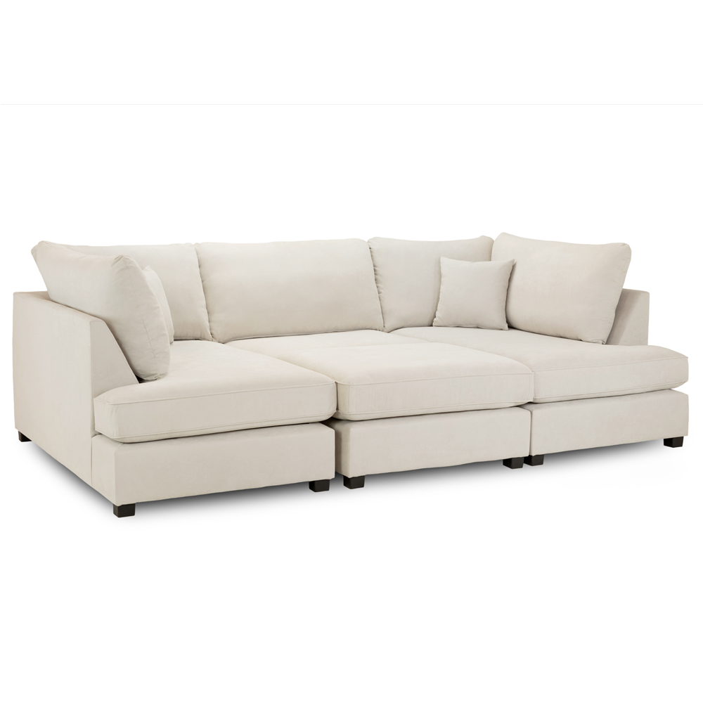 Caronia Classic Fabric U Shaped Corner Sofa In Beige