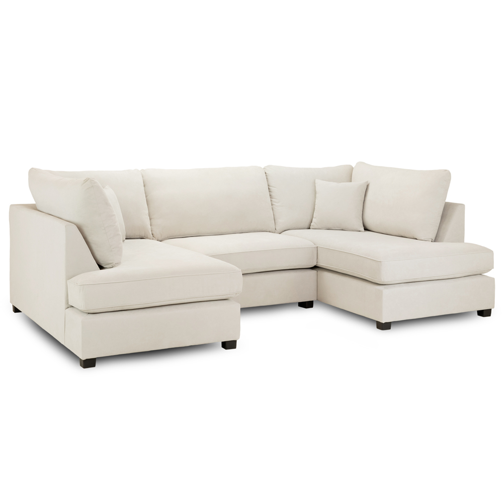 Caronia Classic Fabric U Shaped Corner Sofa In Beige