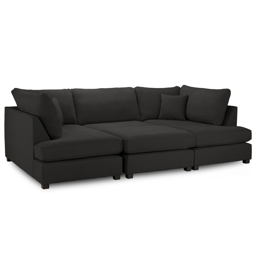 Caronia Classic Fabric U Shaped Corner Sofa In Black