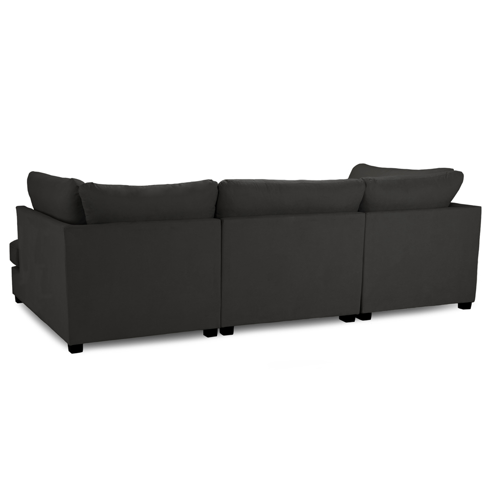 Caronia Classic Fabric U Shaped Corner Sofa In Black