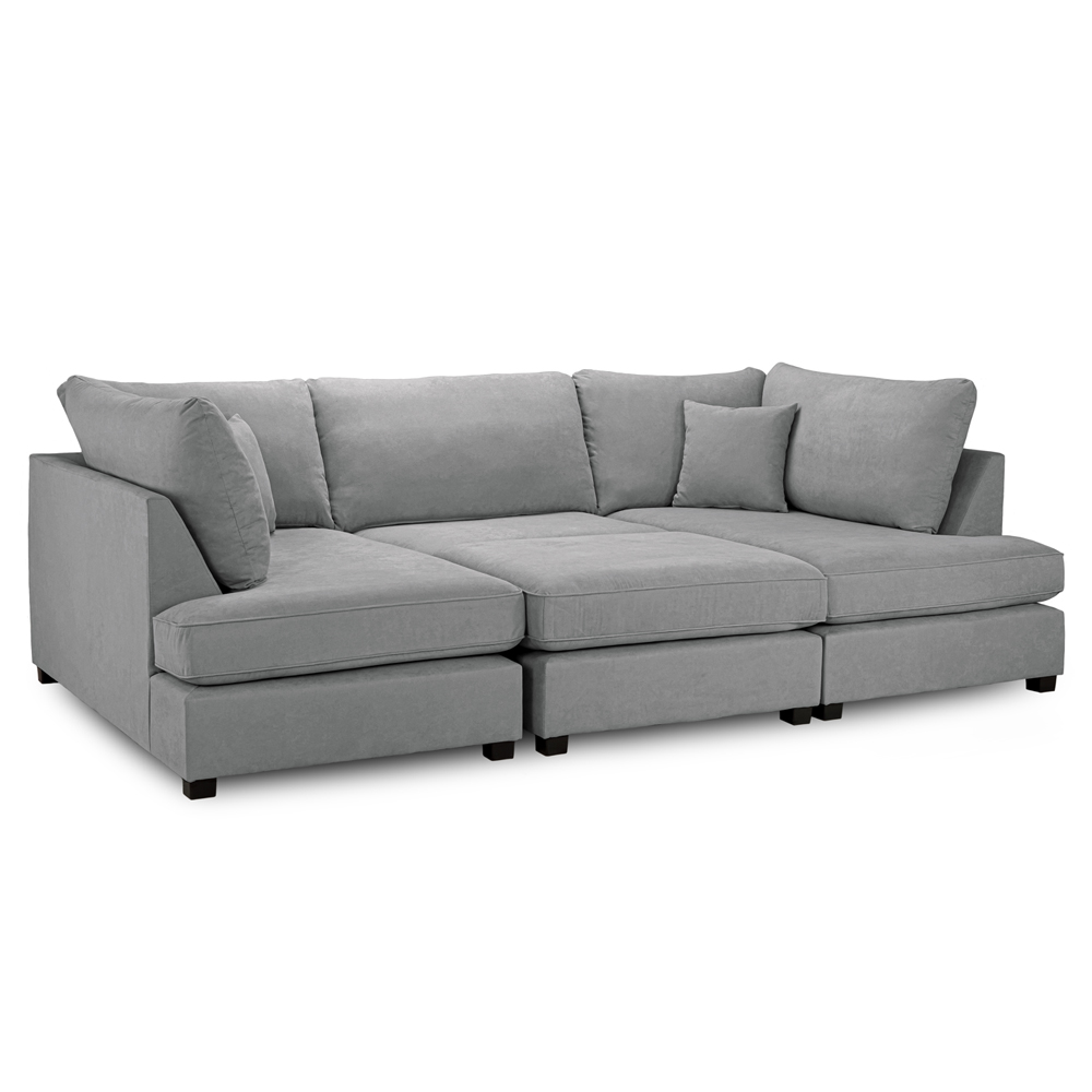 Caronia Classic Fabric U Shaped Corner Sofa In Grey