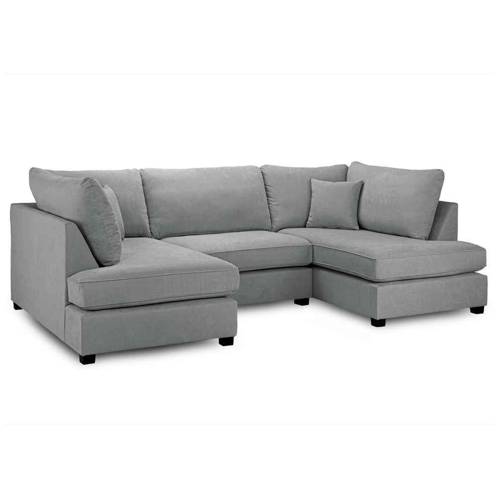 Caronia Classic Fabric U Shaped Corner Sofa In Grey