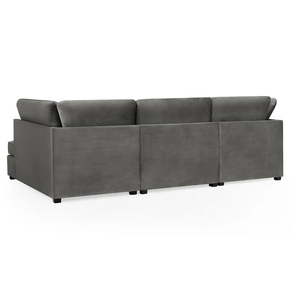 Caronia Plush Velvet U Shaped Corner Sofa In Grey