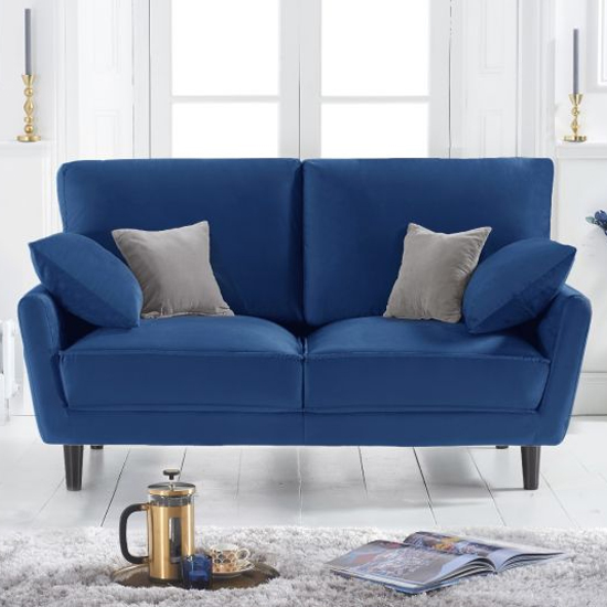 Caropy Velvet Upholstered 2 Seater Sofa In Blue FiF