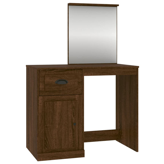 Carpi Wooden Dressing Table With Mirror In Brown Oak