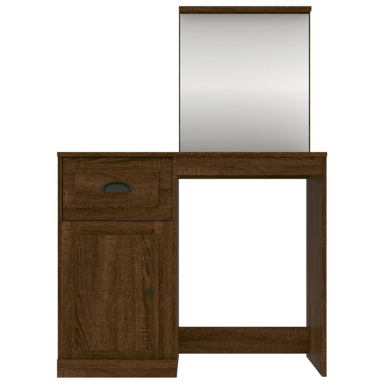 Carpi Wooden Dressing Table With Mirror In Brown Oak