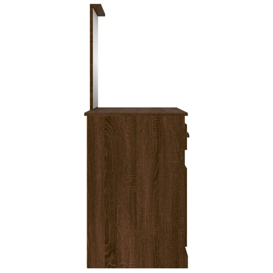 Carpi Wooden Dressing Table With Mirror In Brown Oak
