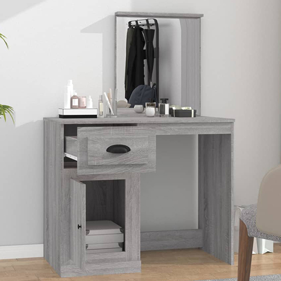 grey and wood dressing table Carpi Wooden Dressing Table With Mirror In Grey Sonoma Oak