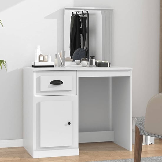 Product photograph of Carpi Wooden Dressing Table With Mirror In White from Furniture in Fashion