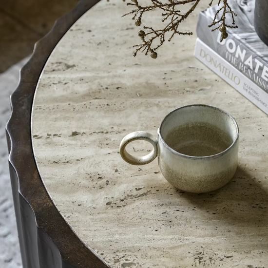 Carpi Marble Coffee Table In Dark Mango Wood Frame