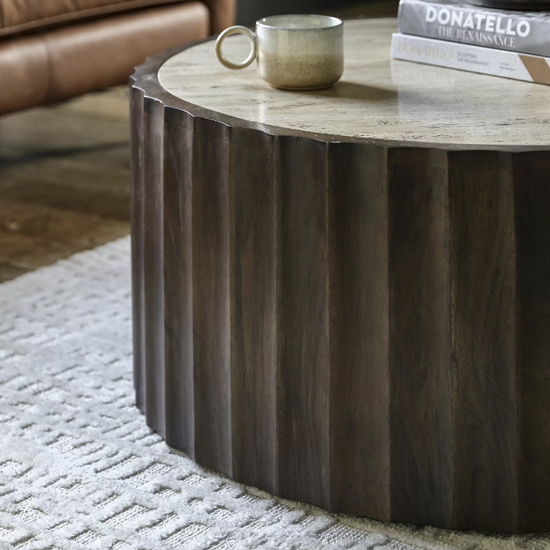 Carpi Marble Coffee Table In Dark Mango Wood Frame