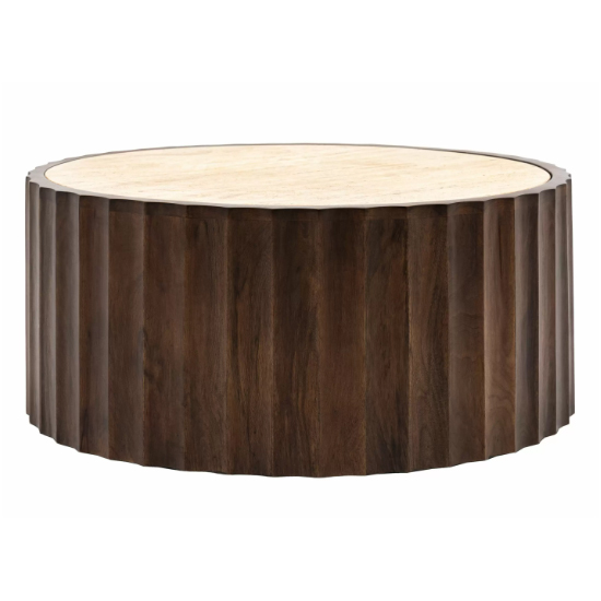 Carpi Marble Coffee Table In Dark Mango Wood Frame