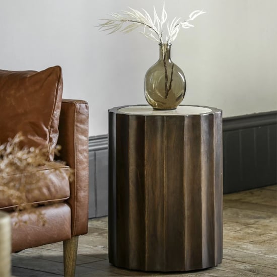Read more about Carpi marble side table in dark mango wood frame