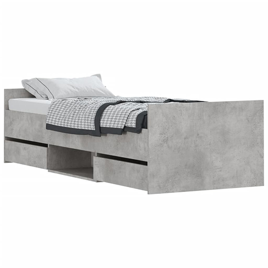 Carpi Wooden Single Bed With 4 Drawers in Concrete Effect