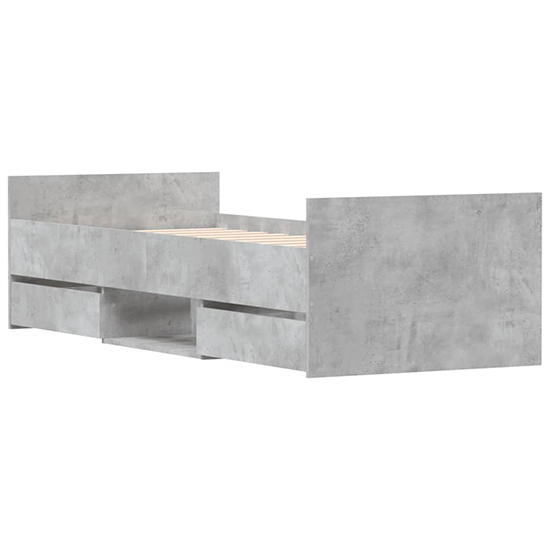 Carpi Wooden Single Bed With 4 Drawers in Concrete Effect