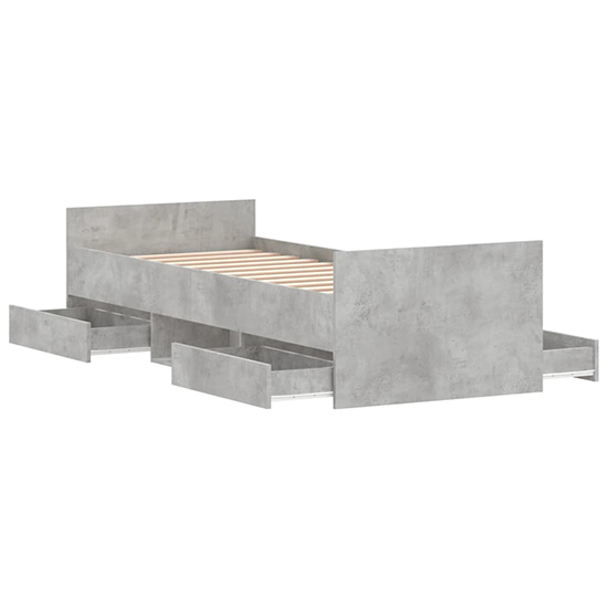 Carpi Wooden Single Bed With 4 Drawers in Concrete Effect