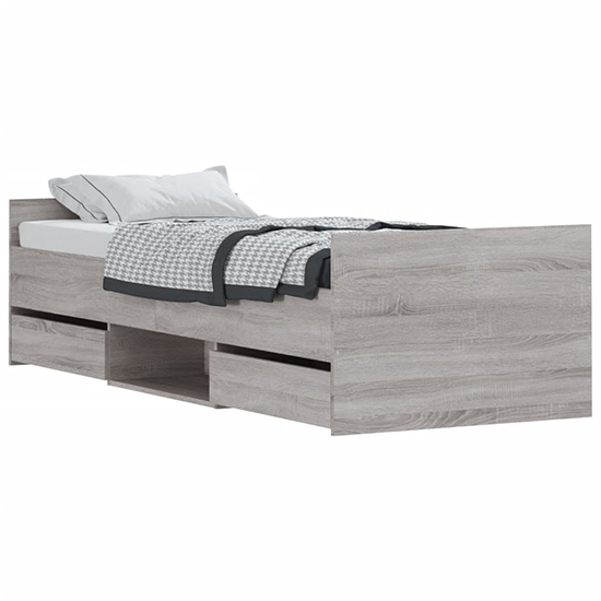 Carpi Wooden Single Bed With 4 Drawers in Grey Sonoma Oak