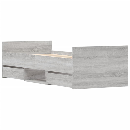 Carpi Wooden Single Bed With 4 Drawers in Grey Sonoma Oak