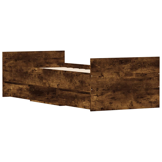 Carpi Wooden Single Bed With 4 Drawers in Smoked Oak