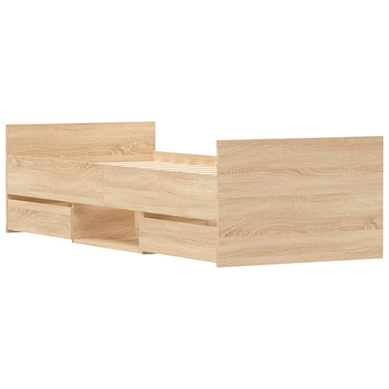 Carpi Wooden Single Bed With 4 Drawers in Sonoma Oak