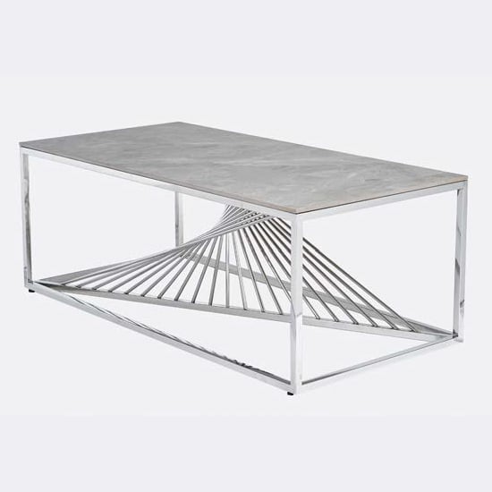 Read more about Carpi sintered stone coffee table in grey with chrome frame