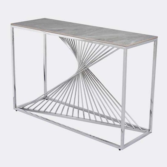 Read more about Carpi sintered stone console table in grey with chrome frame