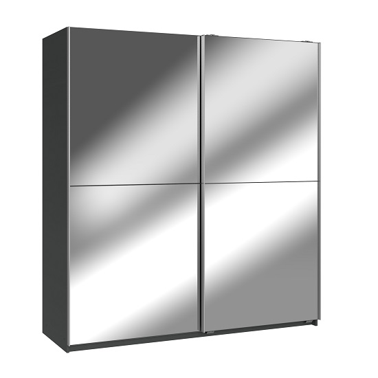 Read more about Carra sliding wardrobe large in graphite with 2 mirrored doors