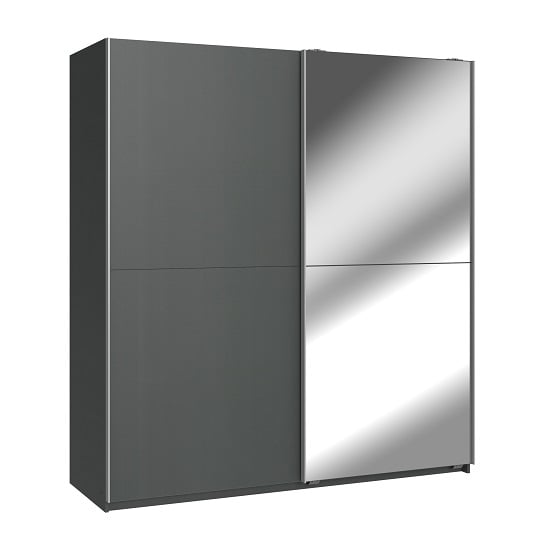 Read more about Carra mirrored sliding wardrobe large in graphite with 2 doors