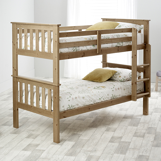 Carra Wooden Single Bunk Bed In Pine, Wooden Single Bunk Bed Frame