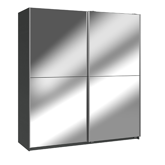 Read more about Carra sliding door wooden wardrobe in graphite with 2 mirrors