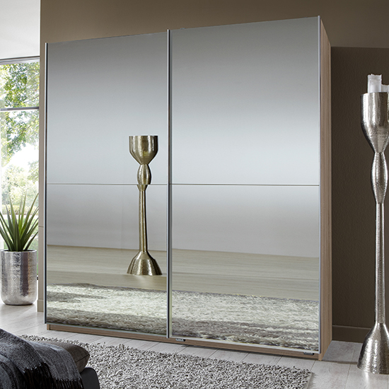 Read more about Carra sliding door wooden wardrobe in oak with 2 mirrors