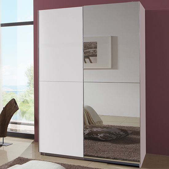 Read more about Carra sliding door wooden wardrobe in white with 1 mirror