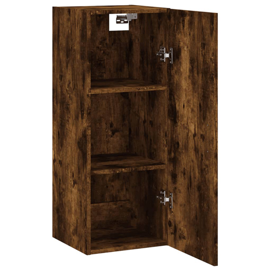 Carrara Wooden Wall Mounted Storage Cabinet In Smoked Oak