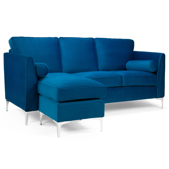 Carrasco Plush Velvet Corner Sofa In Blue_2
