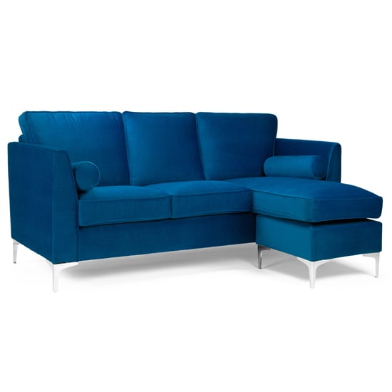 Carrasco Plush Velvet Corner Sofa In Blue_1