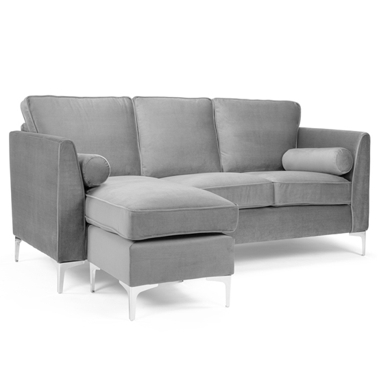 Carrasco Plush Velvet Corner Sofa In Grey_2
